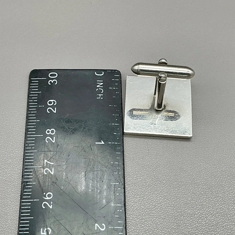 Swank Cufflinks Silver Tone Square Wheat Engraved Mid Century Modern Men's